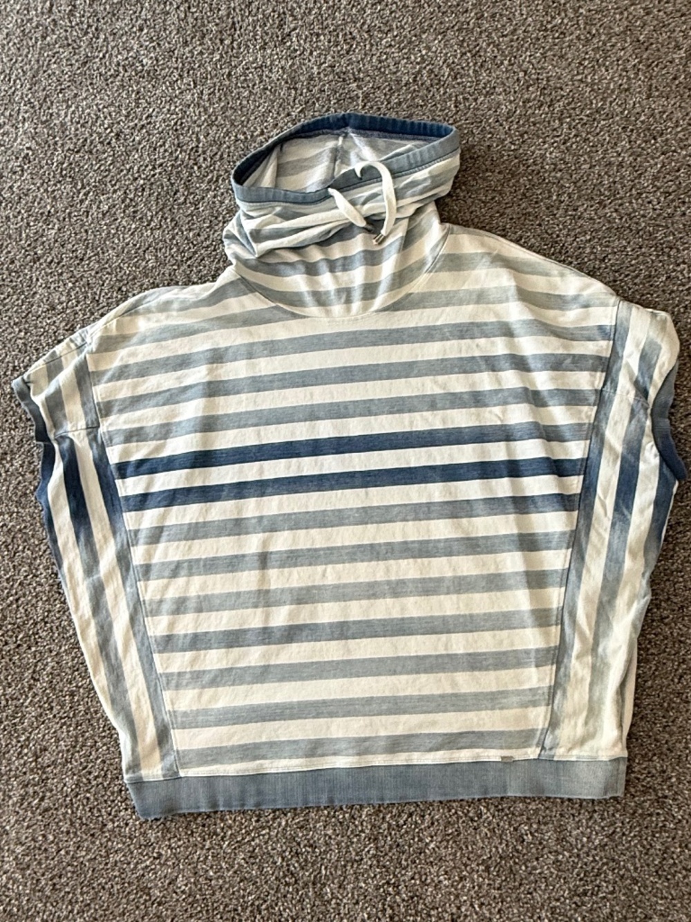 Casual Distressed Blue sweatshirt with drawstring neckline